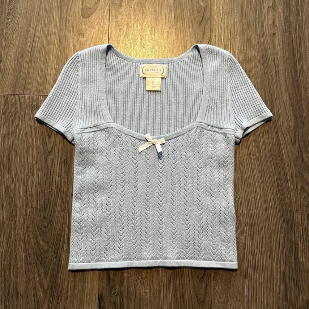 The Prairie by Rachel Ashwell Light Blue Knit Blouse w/ Bow